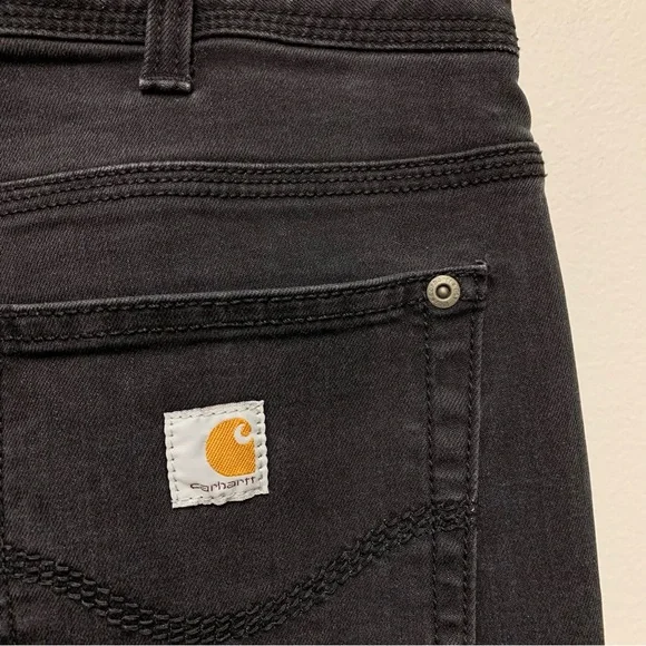 Carhartt Original Fit Jasper Bootcut Jeans‎ Size 14 Regular Black Stretch 100649 - Picture 9 of 11